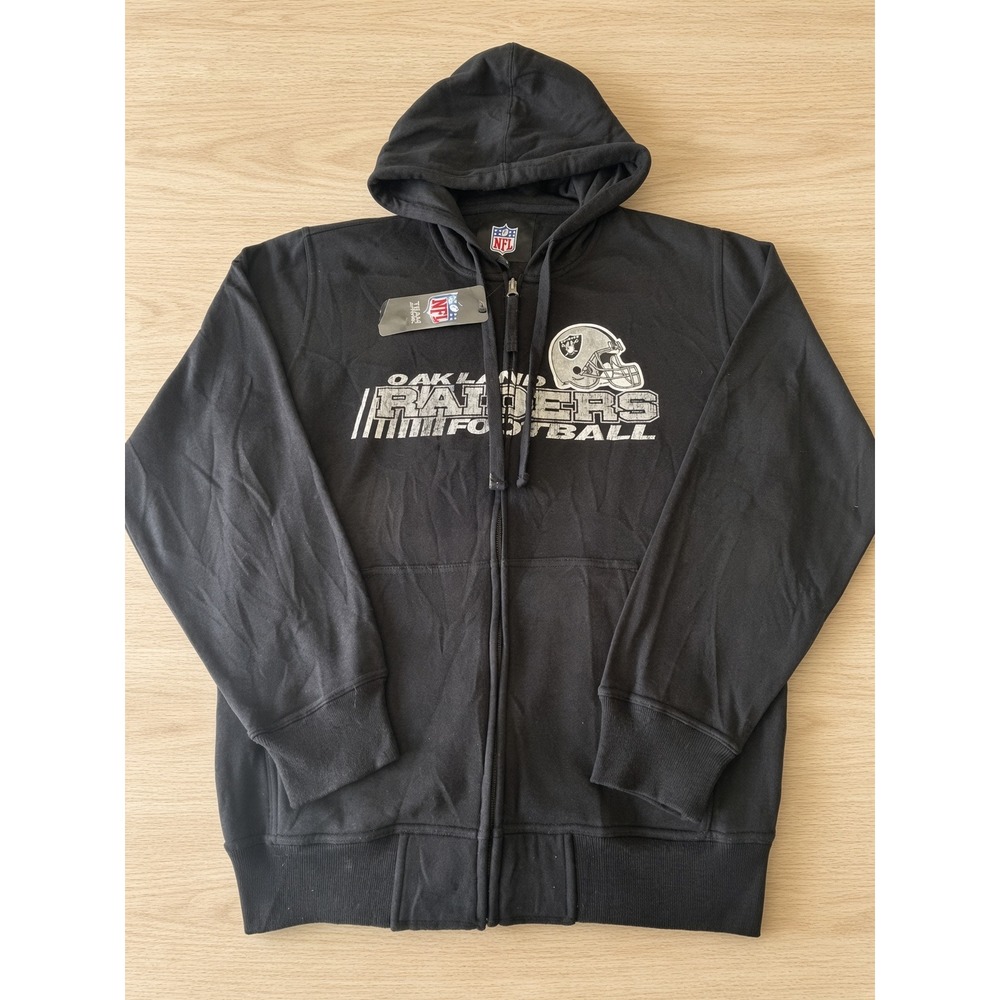 NFL Team Apparel Oakland Raiders Mens Full Zip Hoodie Black M 62SGL6003Q